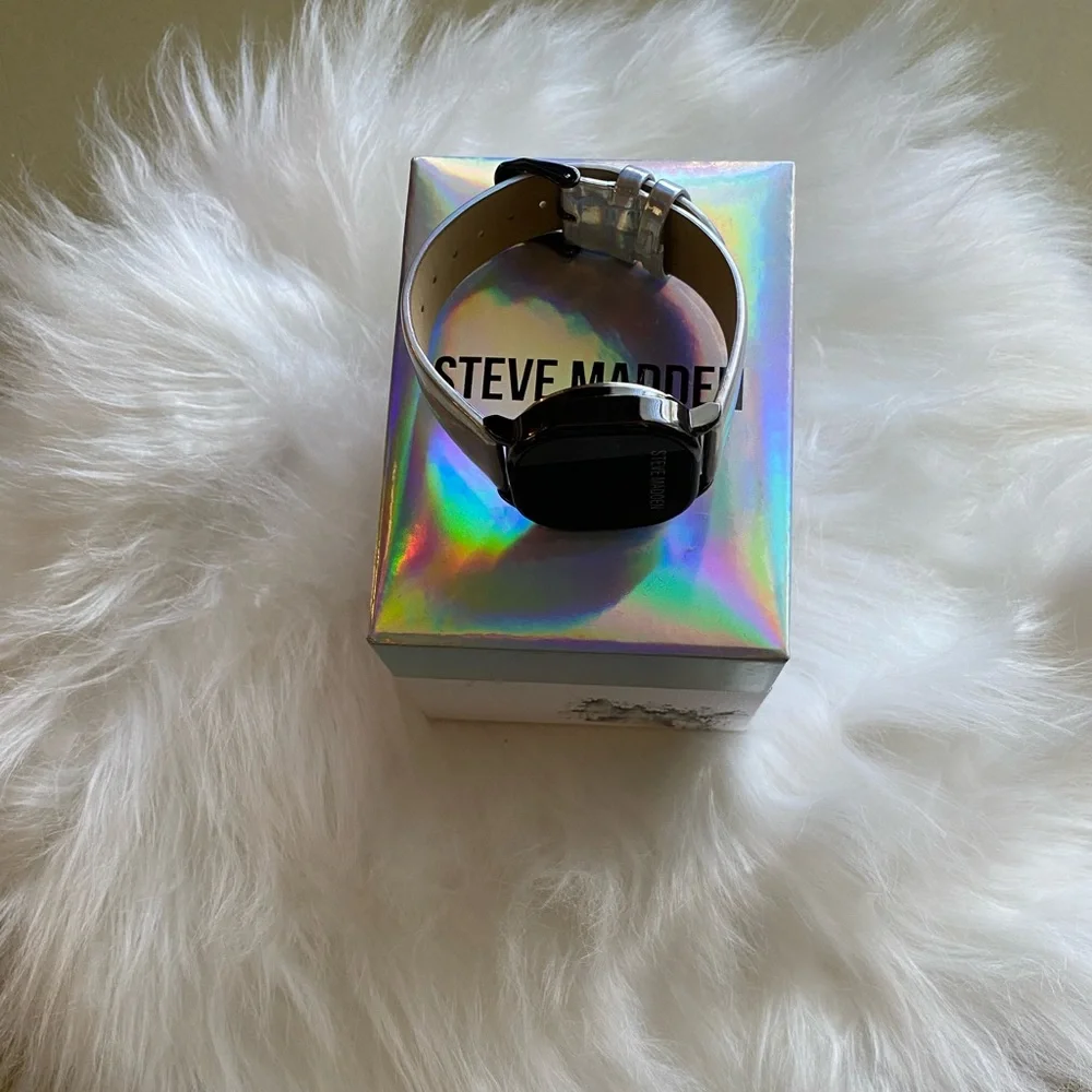 Steve Madden ladies digital watch silver with iridescent color